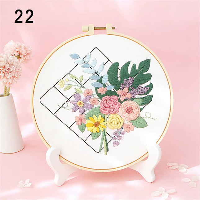 Embroidery Kit for Beginners and Embroidery Enthusiasts - Includes Floral Landscape with Thread Needles Summer Craft DIY Tool