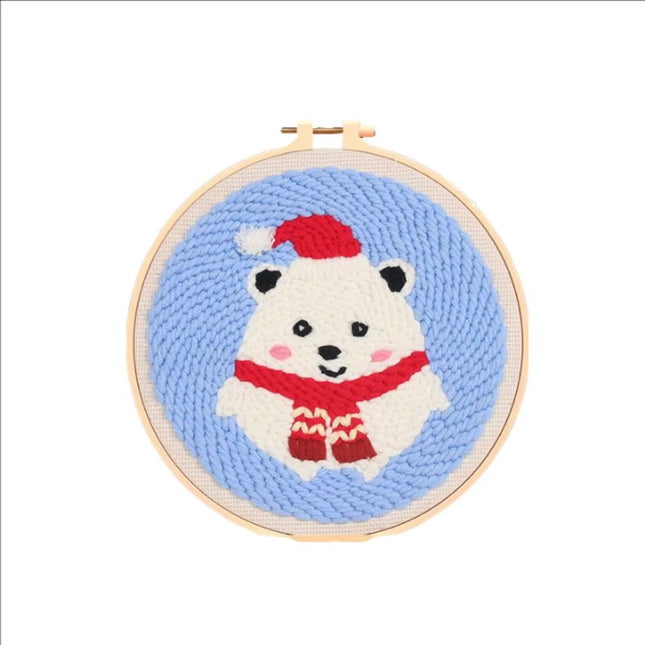 Cotton Embroidered Fabric Punch Needle Embroidery Kit Christmas Collection Easy DIY Play Punch Needle Kits Coarse Wool