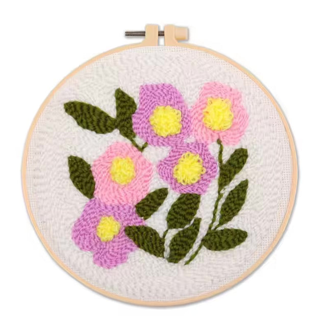Punch Needle Embroidery Flower Butterfly Bird Punch Needle Kit with Stamped Cloth  Instructions Yarn Needle Kit for DIY Work