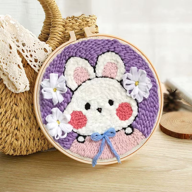 CHENISTORY Punch Needle Embroidery Kit Cartoon Animal Starter Set  For Adult Beginner Funny Kit Needlework DIY Craft