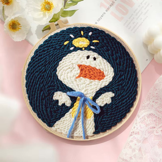 New Punch Needle Embroidery Kit with Yarn for Beginners Easy Embroidery DIY Needlework Wool Work Home Decor Custom Embroidery