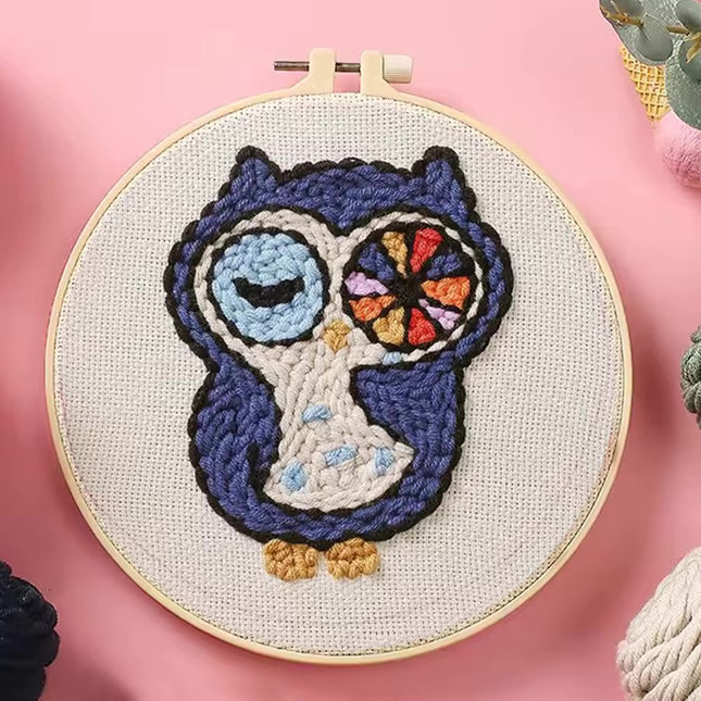Funny Diy Punch Needle Embroidery Starter Kits For Beginner Adult Animal Handicrafts Poking Embroidery Yarn Painting Arts