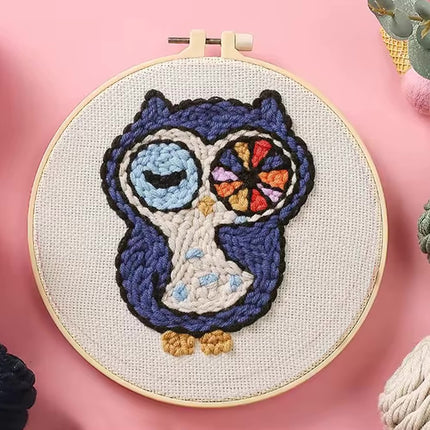 Funny Diy Punch Needle Embroidery Starter Kits For Beginner Adult Animal Handicrafts Poking Embroidery Yarn Painting Arts