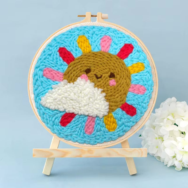 Diy Punch Needle Kits for Adults Beginner Landscape Punch Needle Fabric Yarns Embroidery Needlework Cross Stitch Diy Crafts