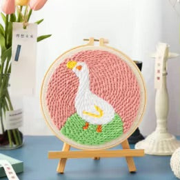 GATYZTORY 20x20cm Punch Needle Embroidery Starter Kits Cute Animal Pattern forBeginners Handcraft Punch Needle Needlework