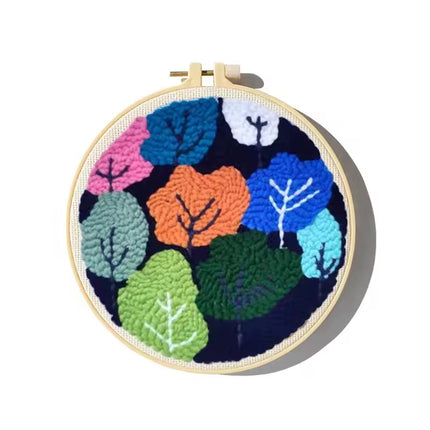 DIY Punch Needle Embroidery Kit with Yarn Floral Pattern Starter Kit Magic Tufting Set Poking Cross Stitch Tools For Knitting