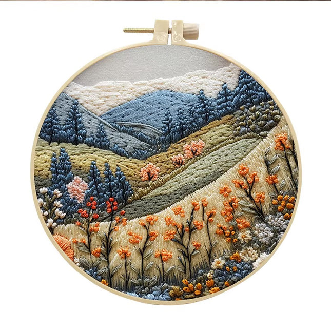 Embroidery Kit with Scenery Pattern Mountain and Moon Landscape for Skilled DIY Embroidery Adults Perfect Handmade Gift
