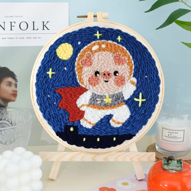 GATYZTORY punch embroidery needle set Cute astronaut crafts supplies adults punch needle package embroidery and creativity Knit