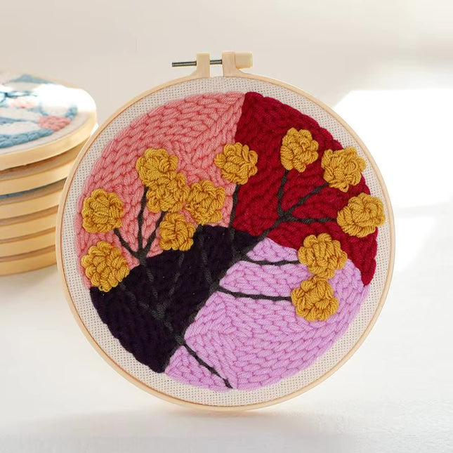 punch needle embroidery Flower Package Diy Embroidery Magic Pock Start Set Handmade Art Punch Needle Kit Sewing Home Decor