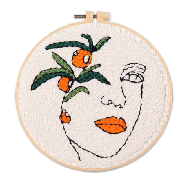 Women Art Punch Needle Embroidery Starter Kits Punch Needle Tool Threader Fabric Embroidery Hoop Yarn Rug for Craft Lover