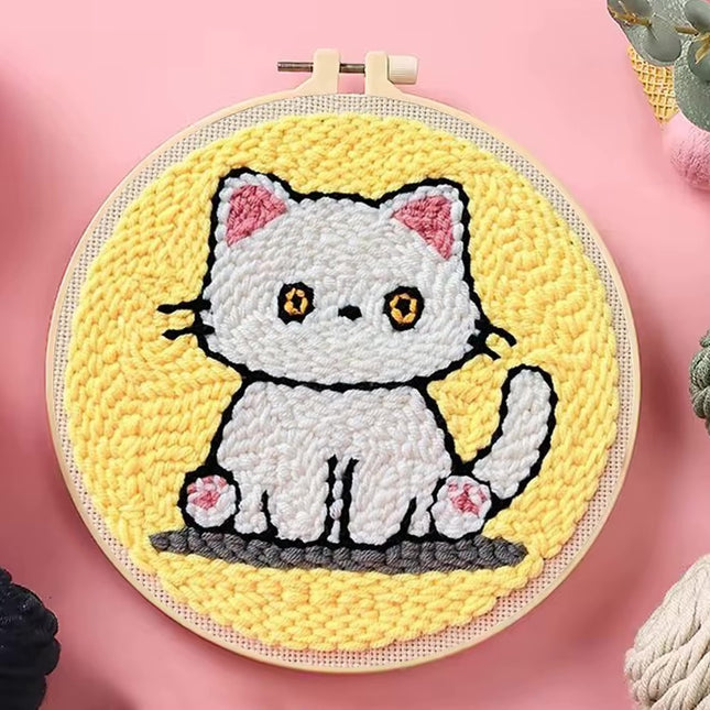 Funny Diy Punch Needle Embroidery Starter Kits For Beginner Adult Animal Handicrafts Poking Embroidery Yarn Painting Arts