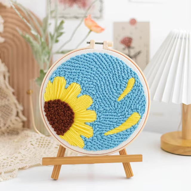 GATYZTORY punch needle embroidery kits Fresh scenery embroidered kit Cross stitch kits Embroidery frame Art and crafts with need