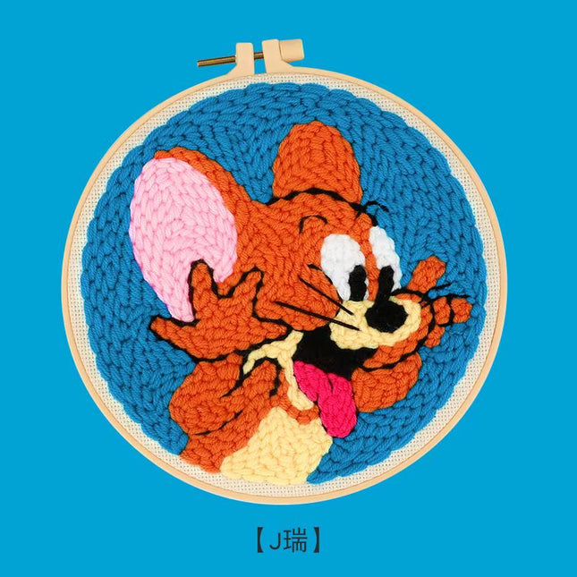 Cartoon Animal Punch Needle Embroidery Kit for Beginners Cute Magic Needle Embroidery Set Soft Yarn Needlework Cross Stitch Set