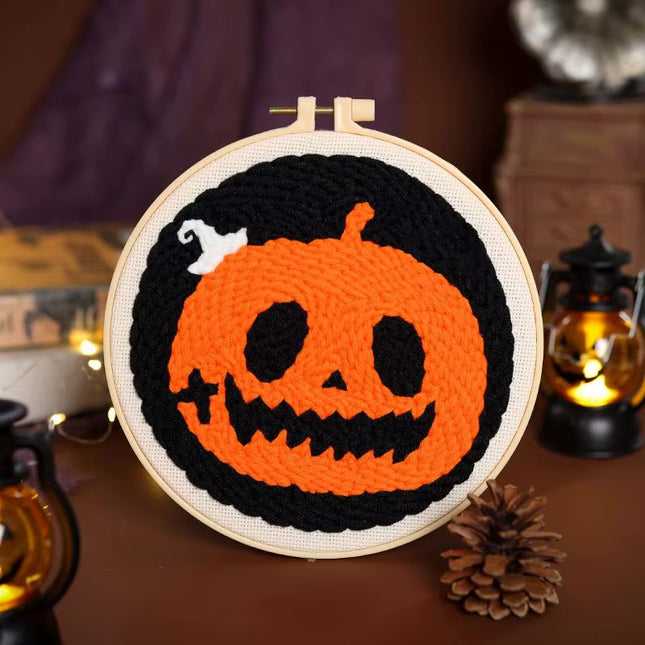 Embroidery Punch Needle Kit with Halloween Pattern DIY Cross Stitch Kits Magic Needle Embroidery Set For Needlework Hom Decor