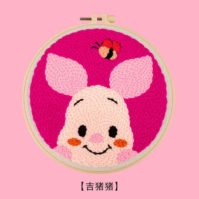 Cartoon Animal Punch Needle Embroidery Kit for Beginners Cute Magic Needle Embroidery Set Soft Yarn Needlework Cross Stitch Set
