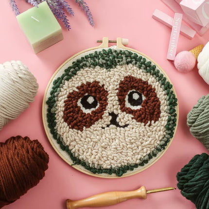 Cute Cartoon Animal Punch Needle Embroidery Kit for Beginners Soft Yarn Needlework Embroidery Set Home Decor