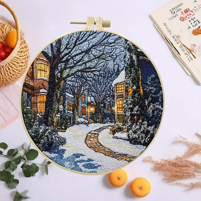 The Street Scenery Series Handmade DIY Embroidery Material Package Set Includes A 15-centimeter Embroidery Clip, Needle And Thre
