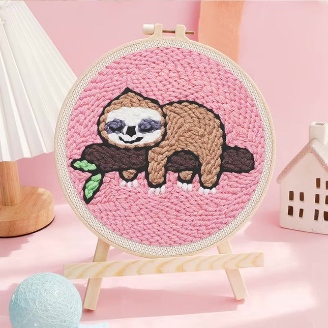 Punch Needle Paintings For Adult Embroidery Kit with Yarn DIY Needlework Animals Pattern Needlecraft For Beginner Funny Gift