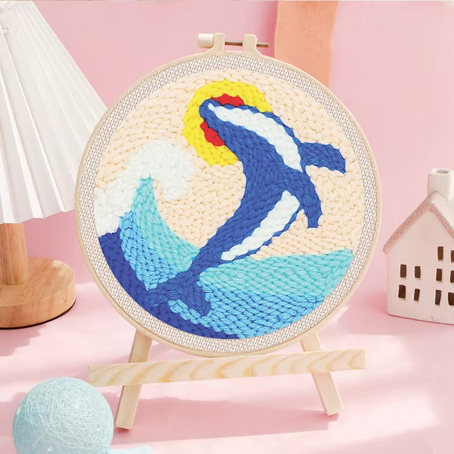 Punch Needle Paintings For Adult Embroidery Kit with Yarn DIY Needlework Animals Pattern Needlecraft For Beginner Funny Gift