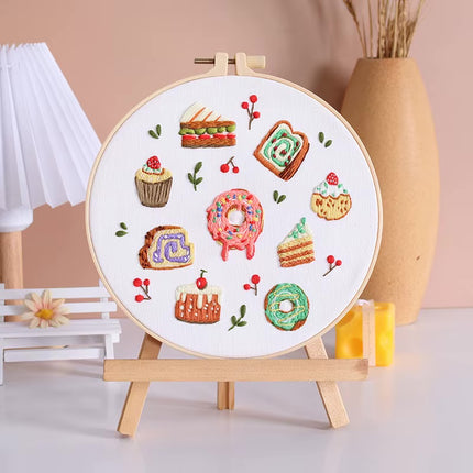 Mixed Style Embroidery Kit with EN Instructions,Thread, Stamped Cloth,Needle for DIY Room Decor
