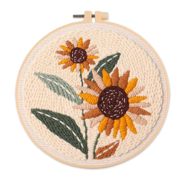 Tulip Sunflower Punch Needle&Rug Punch Kit with EN Instructions Yarn Thread Stamped Cloth Pen for DIY Gift