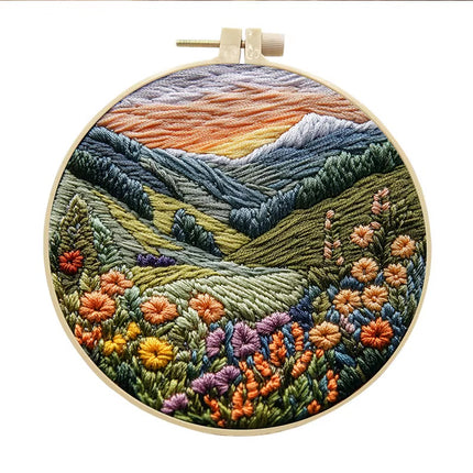 Embroidery Kit with Scenery Pattern Mountain and Moon Landscape for Skilled DIY Embroidery Adults Perfect Handmade Gift