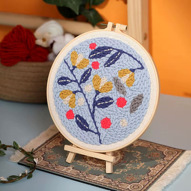 DIY Punch Needle Embroidery Kit with Yarn Floral Pattern Starter Kit Magic Tufting Set Poking Cross Stitch Tools For Knitting