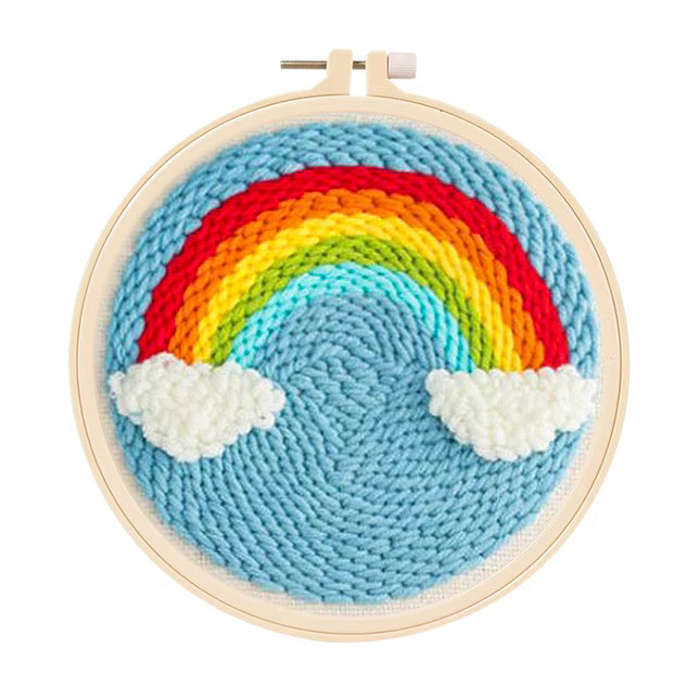 Embroidery Starter Kit Punch Needle Threader Fabric Embroidery Hoop Yarn Rug Punch Needle Pock Pen for Adults Kids Beginner