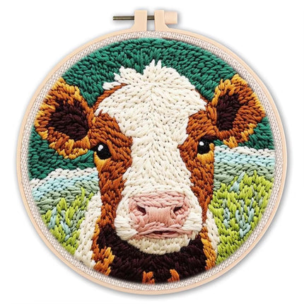 Diy Punch Needle Embroidery Starter Kits Animal Pattern Sewing Kit Funny Easy Yarn Painting Arts DIY Needlework Set For Beginner
