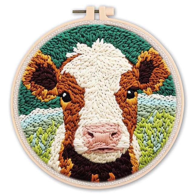 Diy Punch Needle Embroidery Starter Kits Animal Pattern Sewing Kit Funny Easy Yarn Painting Arts DIY Needlework Set For Beginner