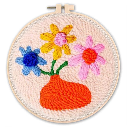 SDOYUNO Diy Punch Needle Embroidery Starter Kits For Beginner Flower Handicrafts Arts Poking Embroidery Yarn Painting Crafts