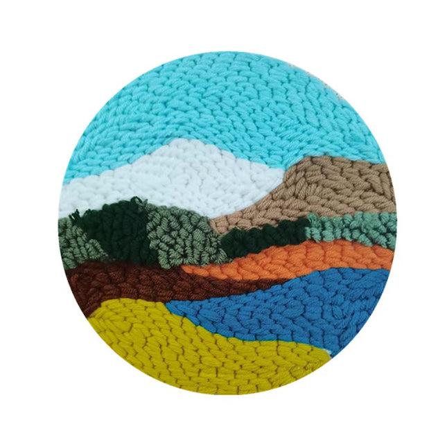 Mountains Scenery Punch Needle Embroidery Kit with Yarn for Beginners DIY Needlework Wool Work Decorative Paintings Home Decor