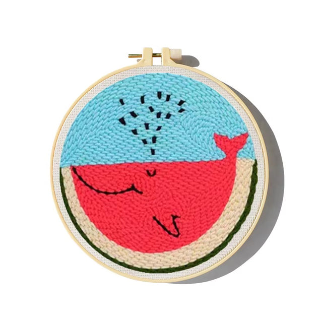 Cute Cartoon Animal Punch Needle Embroidery Kit for Beginners Soft Yarn Needlework Embroidery Set Home Decor
