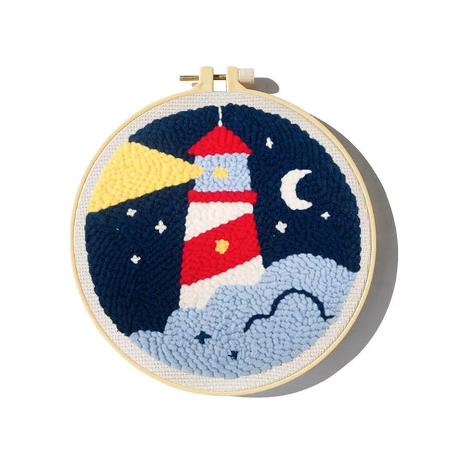 Moon Night Punch Needle Embroidery Kit for Beginners Soft Yarn Van Gogh Starry Sky Needlework Wall Painting Home Decor