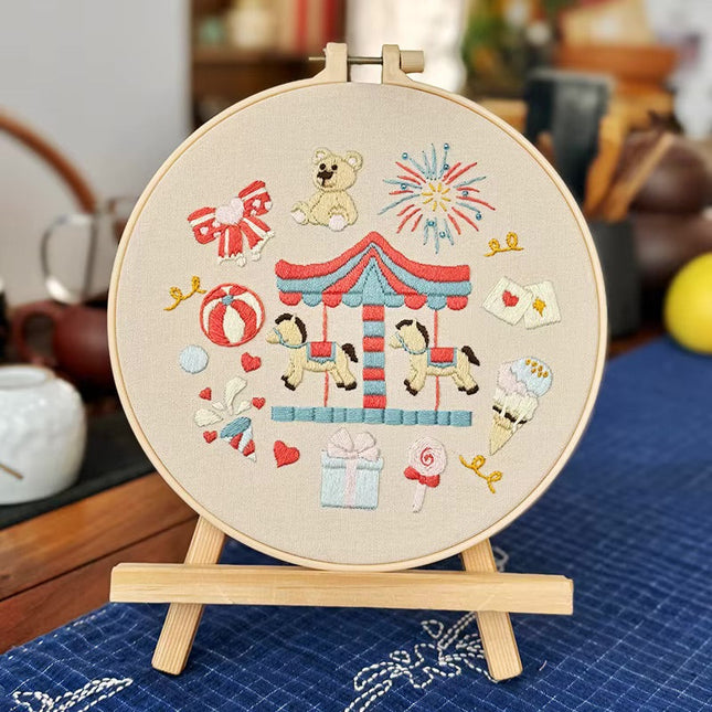 Children's Playground Embroidery Kit with English Instructions Needles Thread Cross Stitch Kit for DIY Crafter Gift Present