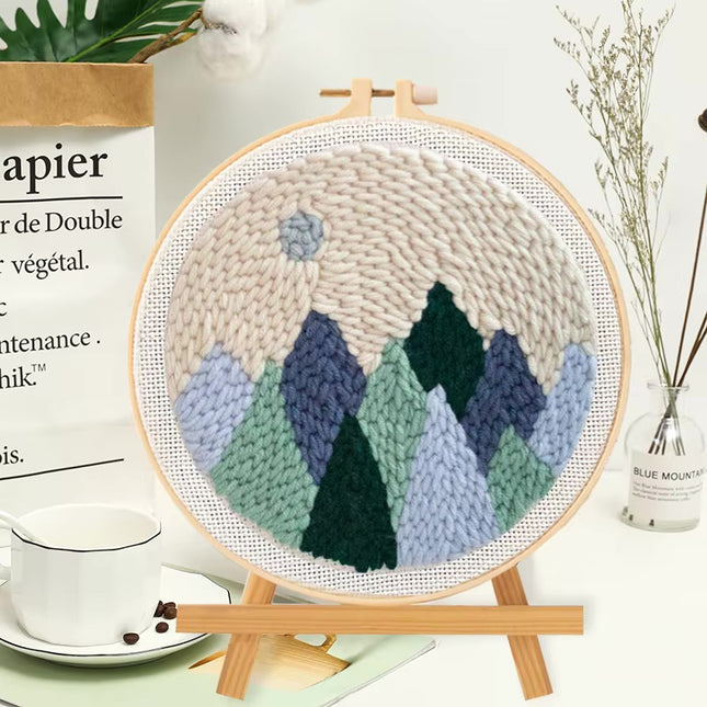 RUOPOTY Diy Punch Needle Embroidery Starter Kits For Beginner Lighthouse Diy Handicrafts Poking Embroidery Yarn Painting Arts