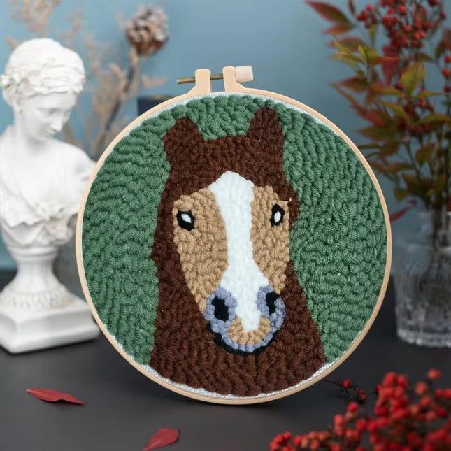 Cartoon Animal Punch Needle Embroidery Kit for Beginner Landscape Rug Tufting Coaster Yarn Punch Coaster Set For DIY Crafted