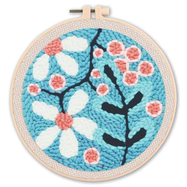GATYZTORY Flowers Punch Needle Embroidery Starter Kits Embroidery Hoop Yarns For Adults Beginners Diy Gift Easy Handicraft
