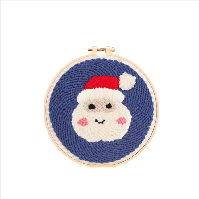 Cotton Embroidered Fabric Punch Needle Embroidery Kit Christmas Collection Easy DIY Play Punch Needle Kits Coarse Wool