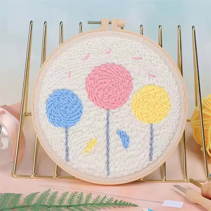 Landscape Pattern Punch Needle Embroidery Kit for Beginners Kids DIY Needlework Wool Work Decorative Paintings Home Decor
