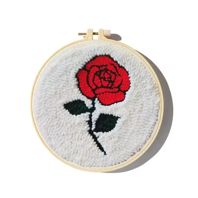 DIY Punch Needle Embroidery Kit with Yarn Floral Pattern Starter Kit Magic Tufting Set Poking Cross Stitch Tools For Knitting