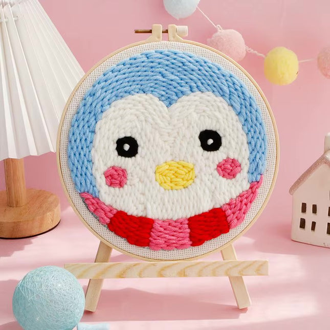 Magic Embroidery Needle Kit Animal Punch Needle Starter Set for Beginner Cartoon Rug Hooking Beginner Kit DIY Craft Rug x