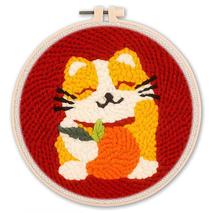 CHENISTORY Punch Needle Kits Adults Beginner DIY Cute and Unique Cartoon Animal Hoop Embroidery Set for Beginners Perfect Gifts