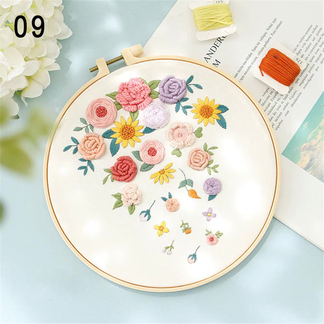 Embroidery Kit for Beginners and Embroidery Enthusiasts - Includes Floral Landscape with Thread Needles Summer Craft DIY Tool