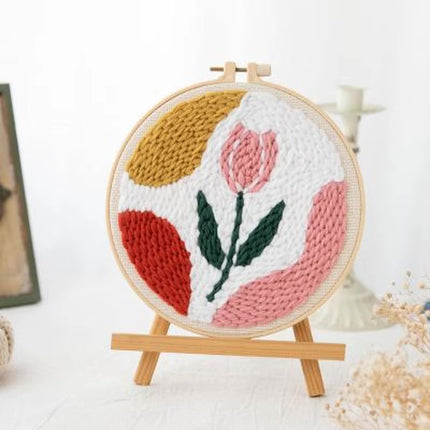 1 Set Multicolor DIY Punch Needle Embroidery Kit Easy-to-Use Floral Pattern Tool Set for Beginners Perfect Gift for Creative