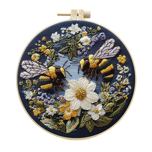 Bee Embroidery Kit for Adult Cross Stitch Kits for Hand with Animal Patterns and Instructions DIY with Threads and Needles