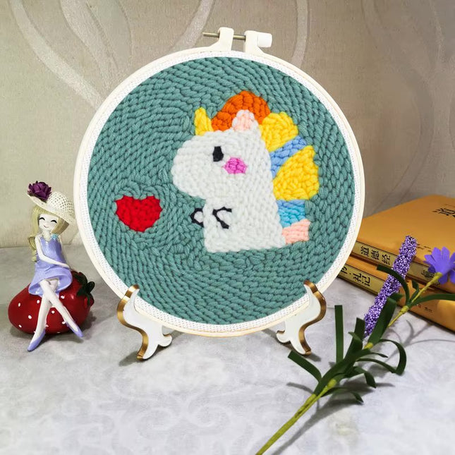Magic Embroidery Needle Kit Animal Punch Needle Starter Set for Beginner Cartoon Rug Hooking Beginner Kit DIY Craft Rug x