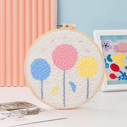 Punch Needle Embroidery Starter Kits Flowers Magic Needle For Embroidery Tool Set Embroidery Fabric Yarn Kit Home Decor