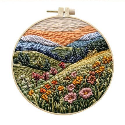 Embroidery Kit with Scenery Pattern Mountain and Moon Landscape for Skilled DIY Embroidery Adults Perfect Handmade Gift