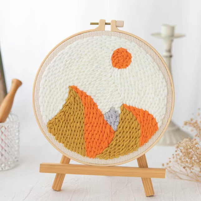 Mountains Scenery Punch Needle Embroidery Kit with Yarn for Beginners DIY Needlework Wool Work Decorative Paintings Home Decor